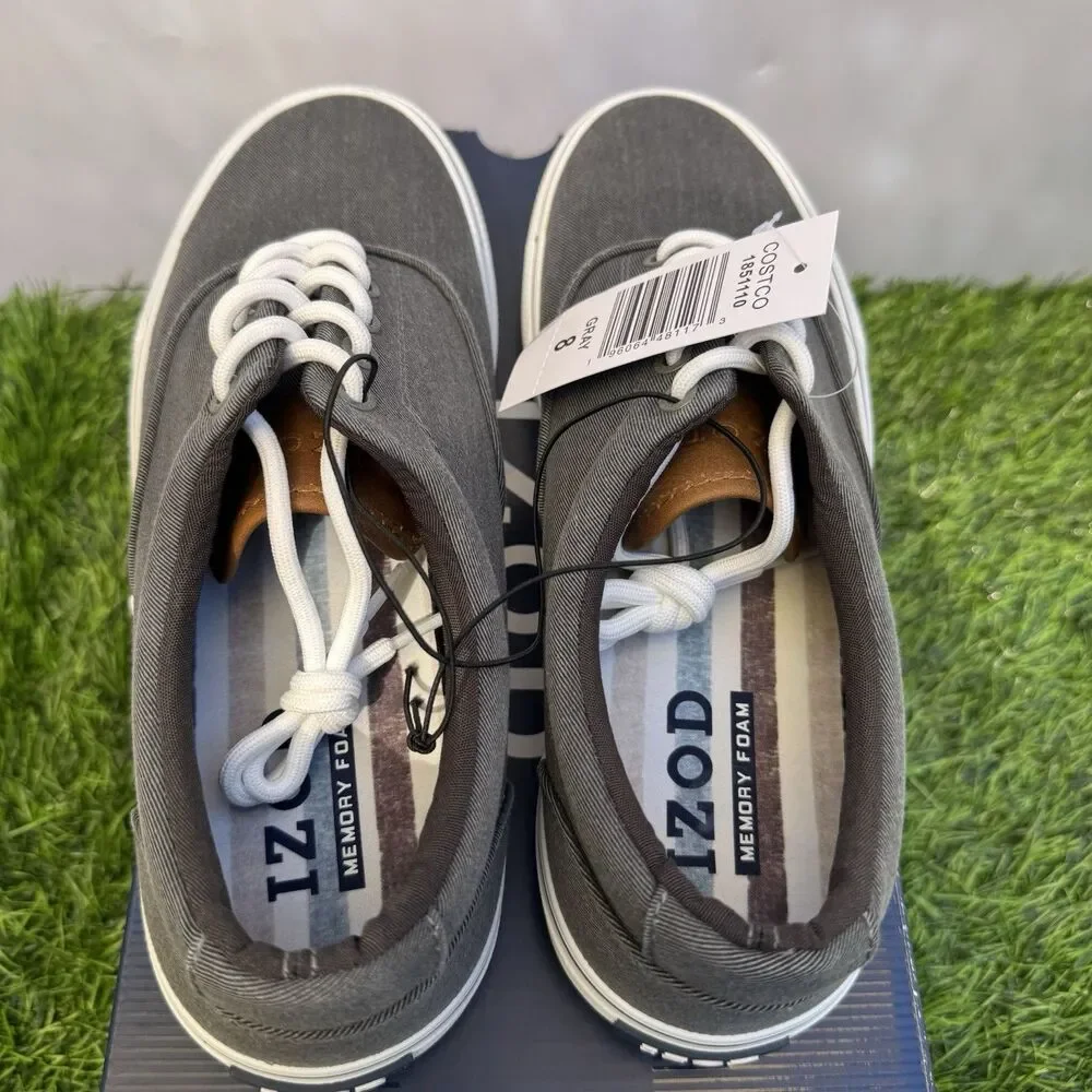 Izod Men's Rangley Canvas Memory Foam Gray Lace Up Sneaker Shoes Size 8